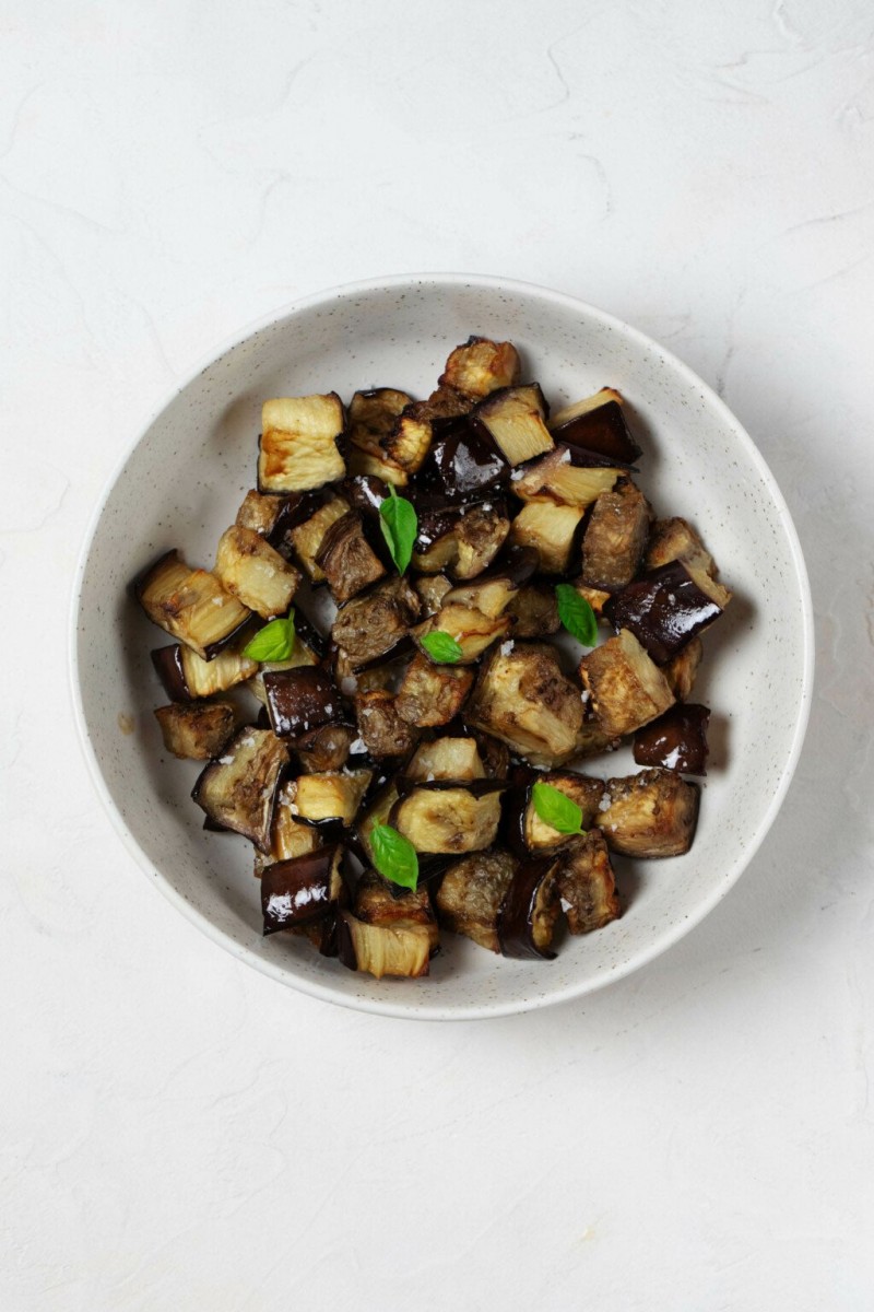 20231023_653625fce8b49 Oven Roasted Eggplant Cubes with Balsamic Vinegar